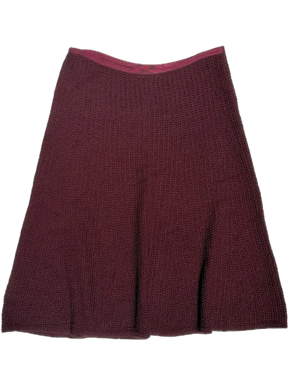 Margaret O’Leary Wool Women's Knit A-Line Skirt in Deep Wine Burgundy, M